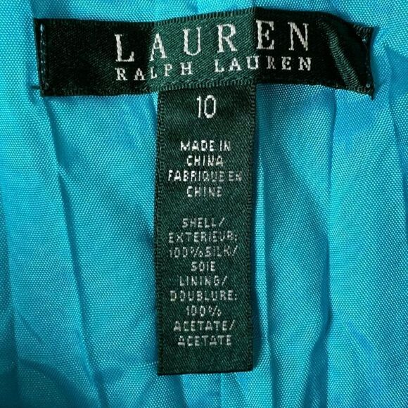 Lauren Ralph Lauren Turquoise Ombre Crinkled Silk Habotai Broomstick Skirt - Picture 7 of 12